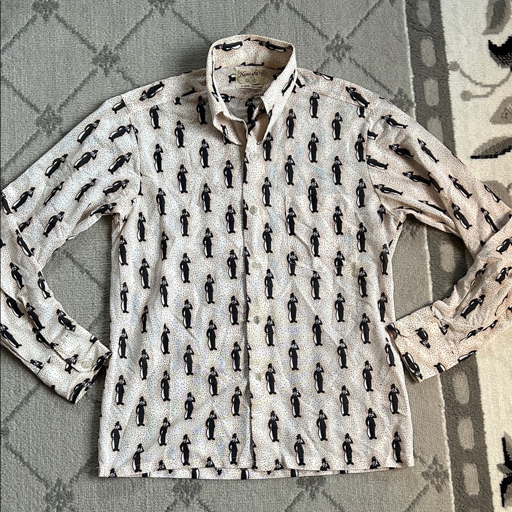 Nostalgia Mens Charlie Chaplin Patterned Shirt